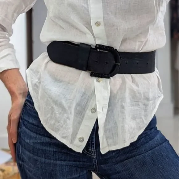 Benetton Leather Waist Cinch Belt - Picture 1 of 8